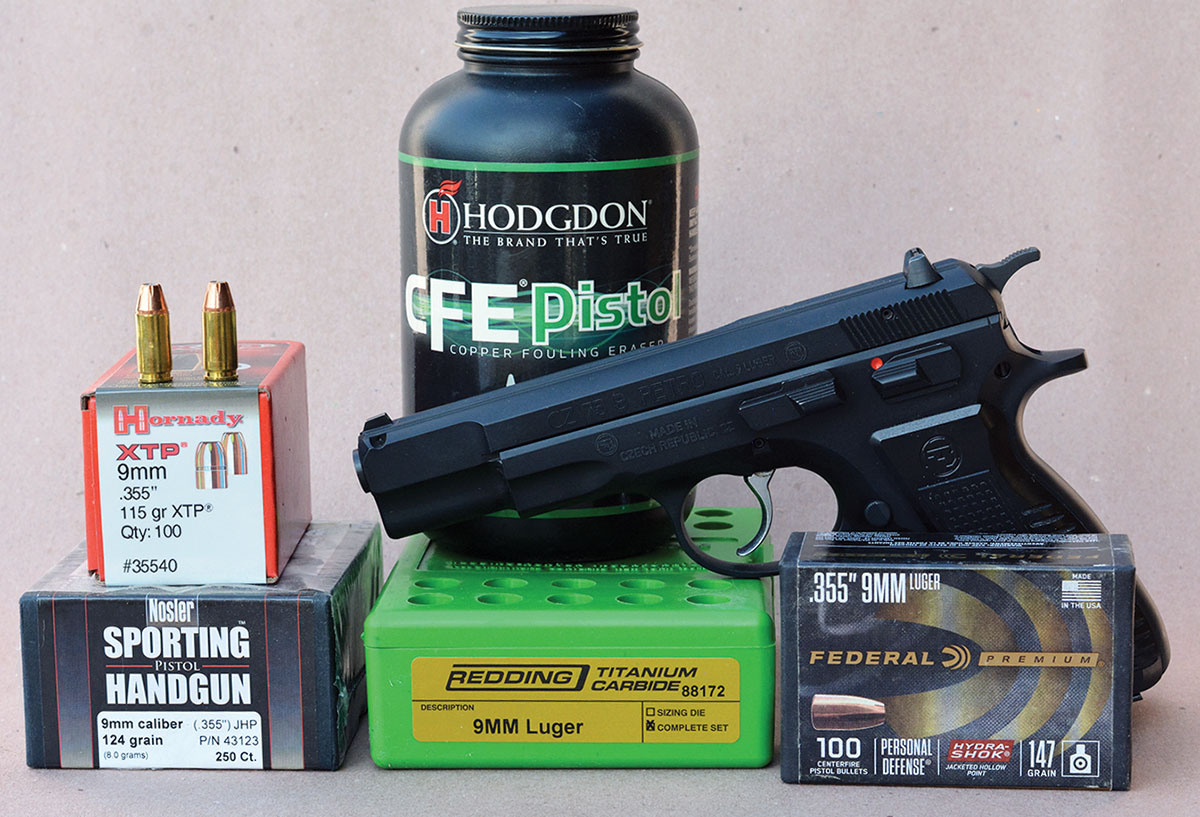 Handloads containing Hornady 115-grain, Nosler 124-grain and Federal 147-grain bullets functioned flawlessly in the CZ-USA 75 B RETRO.